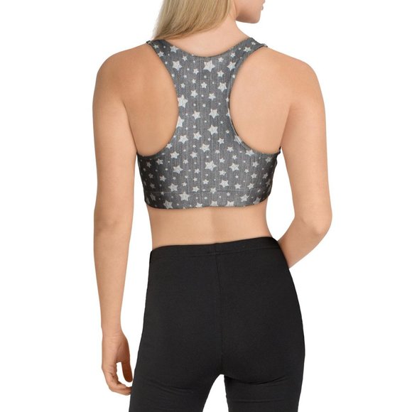 NWT TEREZ Gray Starlight Sports Bra Top Reversible to Black SZ Small - Picture 2 of 5